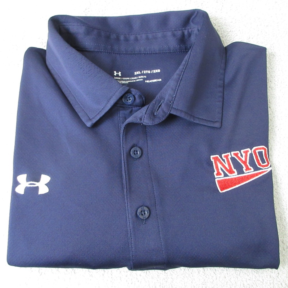 Under Armour NYO Polo Shirt Mens 2XL Navy Blue Short Sleeve HeatGear